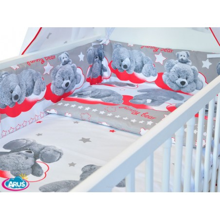 ARUŚ 7 el. pościel do łóżeczka 120*90 (120-funny bear popielaty)