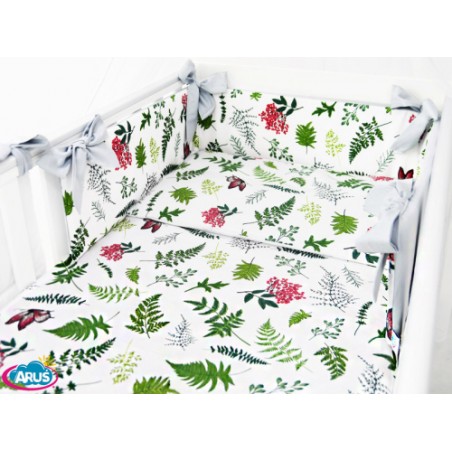 3 el.Pościel do łóżeczka 120x90 dwustronna "KOKARDKA" (jarzebina +popiel gładki)