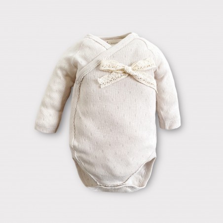 AŻUROWE BODY Z KORONKĄ beżowe