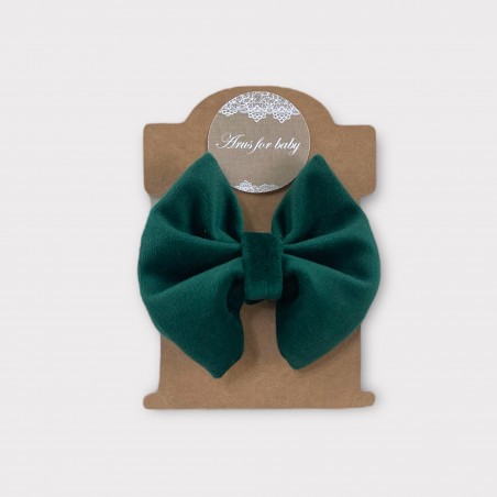 SPINKA DO WŁOSÓW VELVET Z KOKARDĄ butelkowa zieleń