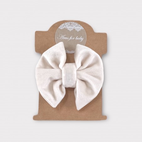 SPINKA DO WŁOSÓW VELVET Z KOKARDĄ beż