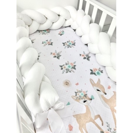 3 el.Pościel do łóżeczka 120x90  3 el.Pościel do łóżeczka 120x90 "Nature&Flowers" (sarenka biała +biały warkocz)