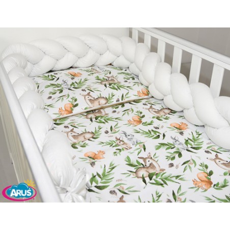 3 el.Pościel do łóżeczka 120x90 "Nature&Flowers" (ruda wiewiórka +biały warkocz)
