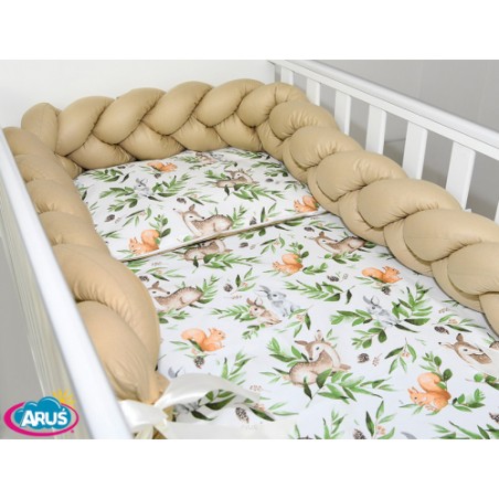 7 el.Pościel do łóżeczka 120x90 "Nature&Flowers" (ruda wiewiórka +beżowy warkocz)