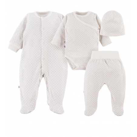 EEVI Komplet wyprawkowy 4-częściowy kółeczka ecru