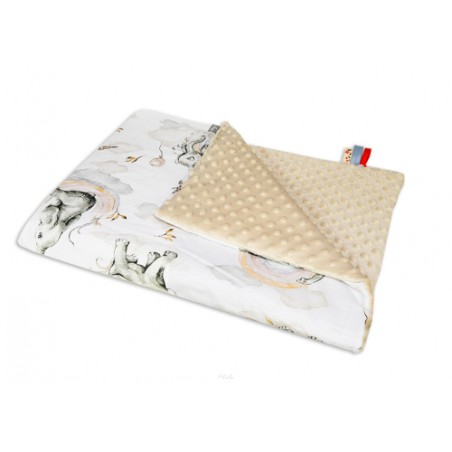 Koc kocyk pled pledzik MINKY 75x100 (capuccino +słonik z tęczą)