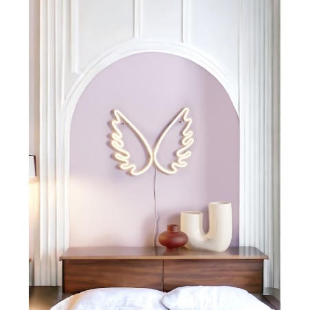 Neon ścienny LED Little Angel skrzydła anioła biały