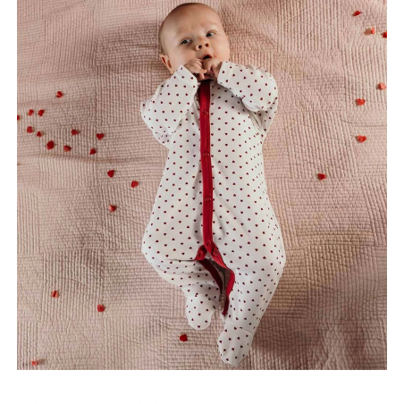 EEVI Pajac dziecięcy biały w serduszka LOVE