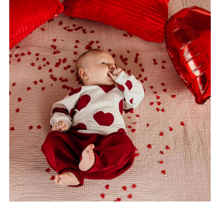 EEVI Bluza dziecięca oversize biała w serca LOVE