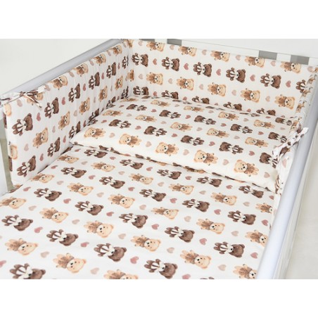 ARUŚ 3 el. pościel do łóżeczka 120*90 (174-beżowy miś z kokardką)