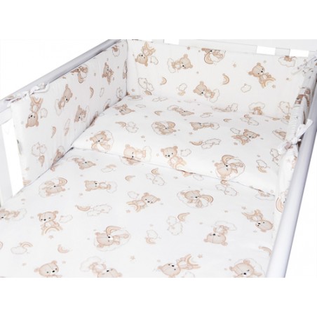 ARUŚ 3 el. pościel do łóżeczka 120*90 (178-beżowe misie na tęczy)