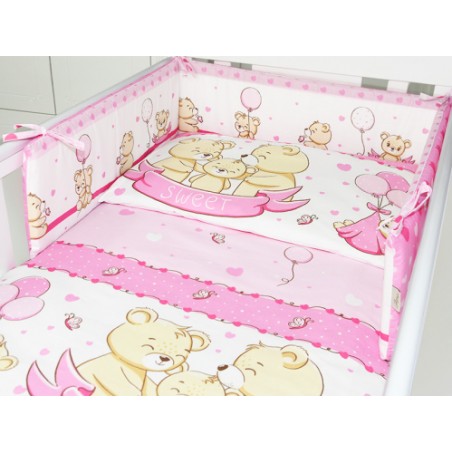 ARUŚ 3 el. pościel do łóżeczka 120*90 (181-różowe misie sweet)