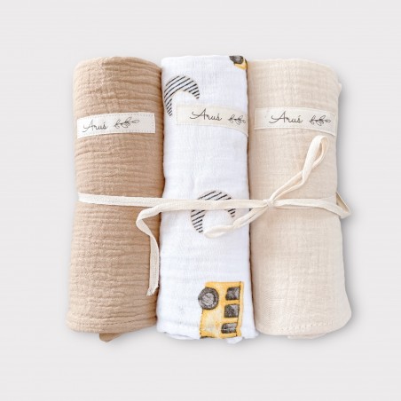 ZESTAW 3 SZT OTULACZY MUŚLINOWYCH NIGHT RIDE (X)