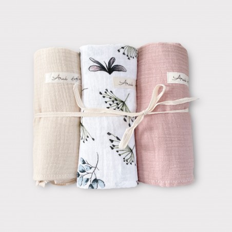 ZESTAW 3 SZT OTULACZY MUŚLINOWYCH PLANTS (A1)