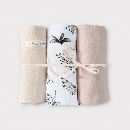 ZESTAW 3 SZT OTULACZY MUŚLINOWYCH PLANTS (B1)