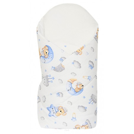 Rożek becik usztywniony (niebieski miś na chmurce)