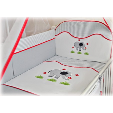 2 el.Pościel do łóżeczka 120x90 "PASKI" (słonik)
