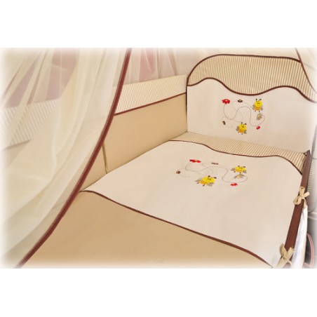 2 el.Pościel do łóżeczka 120x90 "PASKI" (pszczółki)