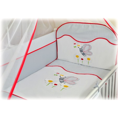 2 el.Pościel do łóżeczka 120x90 "PASKI" (motylek)