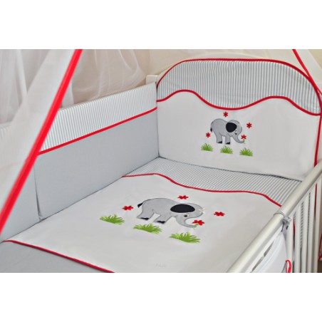 6 el.Pościel do łóżeczka 120x90 "PASKI" (słonik)