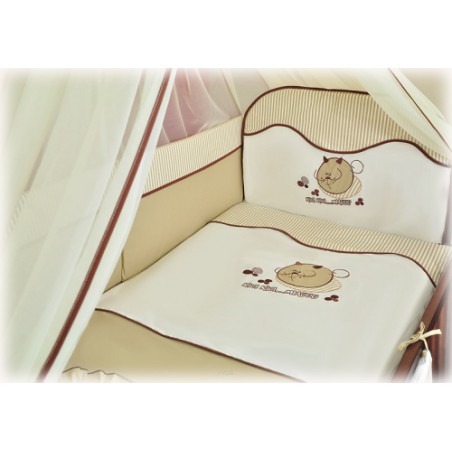 7 el.Pościel do łóżeczka 120x90 "PASKI" (beżowy kotek)