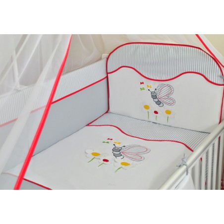 7 el.Pościel do łóżeczka 120x90 "PASKI" (motylek)