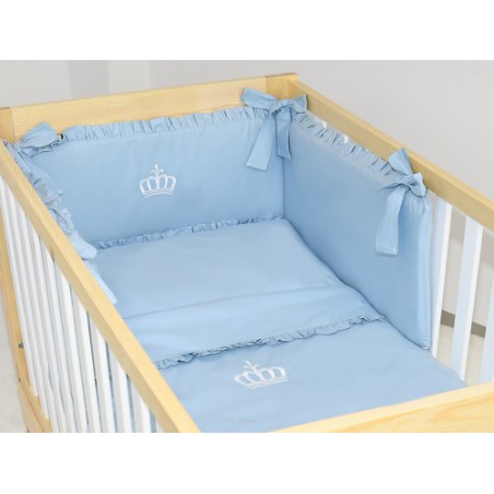 5 el. Pościel do łóżeczka z falbanką 120x90 niebieska