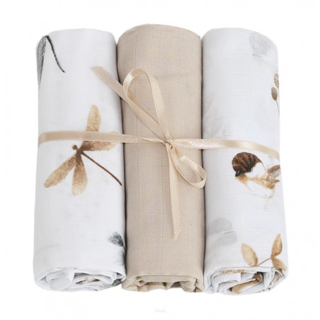 Pieluszki pieluchy muślinowe 3 sztuki (zestaw O)