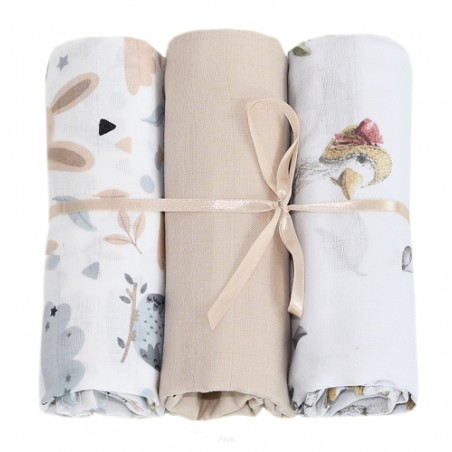 Pieluszki pieluchy muślinowe 3 sztuki (zestaw R)