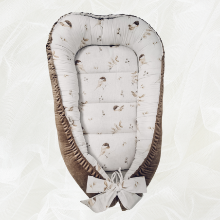 Kokon velvet+ bawełna (ciemny beż+wróbelki)