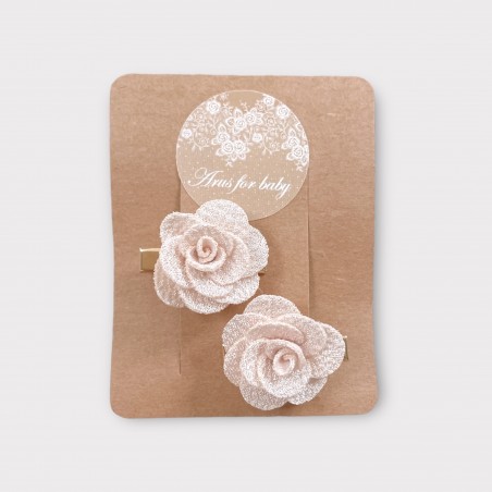 ZESTAW 2 SPINEK KWIATUSZKI BEŻOWE