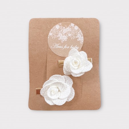 ZESTAW 2 SPINEK KWIATUSZKI ŚMIETANKOWE