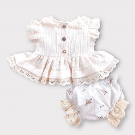KOMPLET: TOP LATTE  + BLOOMERSY PETITE FLEUR