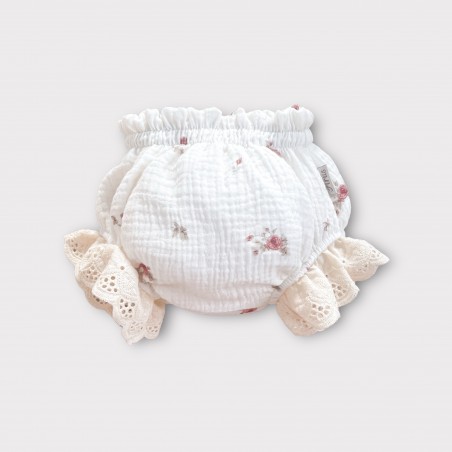 MUŚLINOWE BLOOMERSY Z HAFTOWANYMI FALBANKAMI ETERNELLE FLEUR