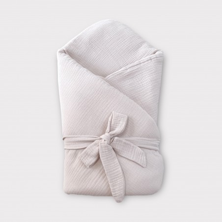 4W1 ROŻEK, OTULACZ, KOŁDERKA,MATA Z WYPEŁNIENIEM MUŚLIN PASTELOWY BEŻ