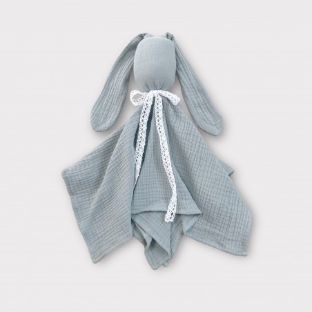 PRZYTULANKA MUŚLINOWA HANDMADE BUNNY ZGASZONA MIĘTA