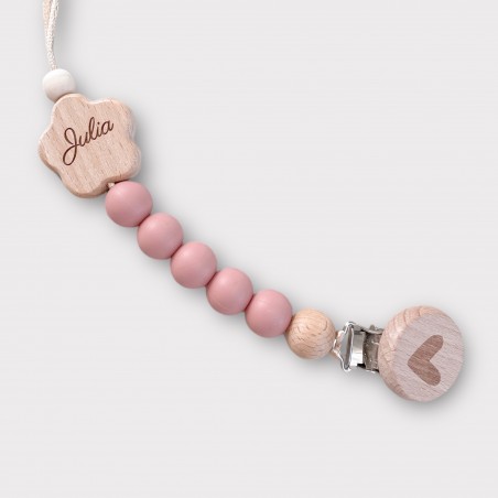 PERSONALIZOWANA ZAWIESZKA DO SMOCZKA Z GRAWEREM KWIATUSZEK- ciemny pudrowy róż