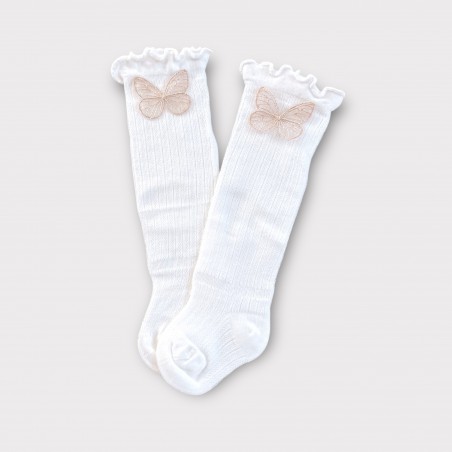 AŻUROWE PODKOLANÓWKI Butterfly of the Valley śmietankowe