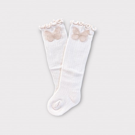 AŻUROWE PODKOLANÓWKI BUTTERFLY OF THE VALLEY jasno beżowe