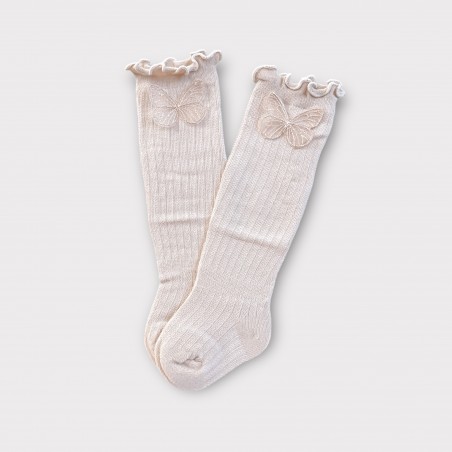 AŻUROWE PODKOLANÓWKI BUTTERFLY OF THE VALLEY beżowe