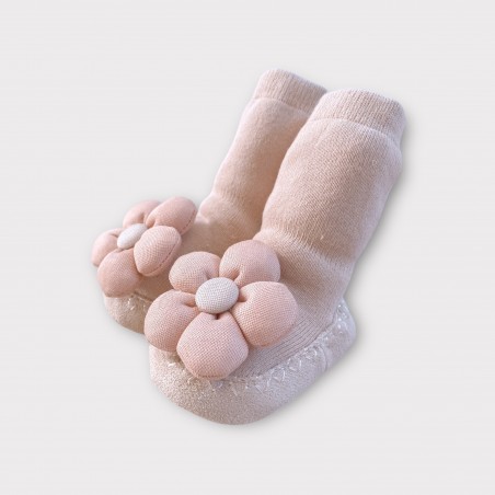 ANTYPOŚLIZGOWE BUCIKI ZE SKARPETKĄ zimowe ciemny beż