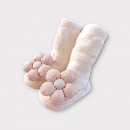 ANTYPOŚLIZGOWE BUCIKI ZE SKARPETKĄ ZIMOWE jasny beż