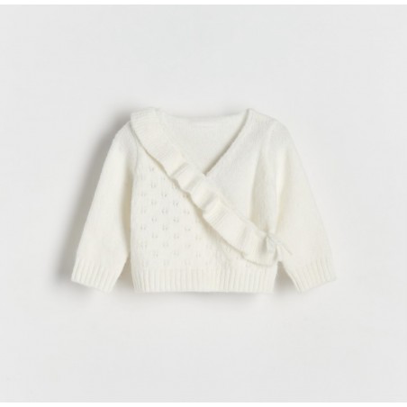 Sweterek z falbanką w kolorze śmietankowym