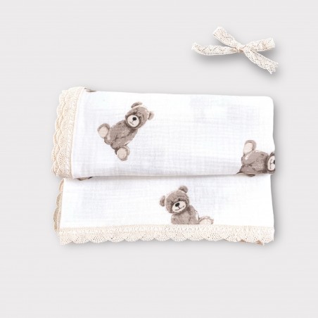 KOCYK MUŚLINOWY 100X75 Z KORONKĄ Bear