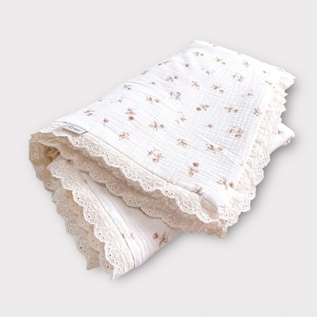 KOCYK BAWEŁNIANY MUŚLINOWY Z BARANKIEM Fragile Peony ZIMOWY