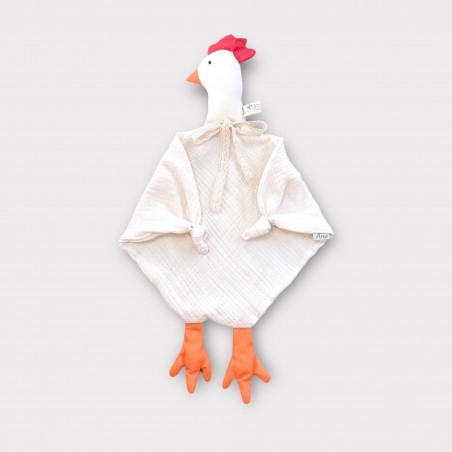 PIERWSZA PRZYTULANKA MUŚLINOWA HANDMADE KURKA LATTE