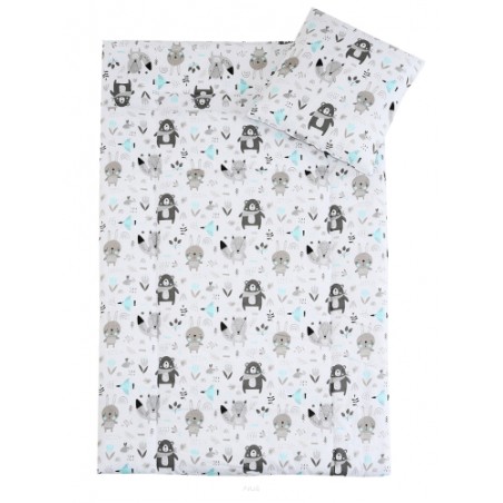 Pościel do przedszkola z wszytym wypełnieniem 220*80 (miętowe zwierzaki)