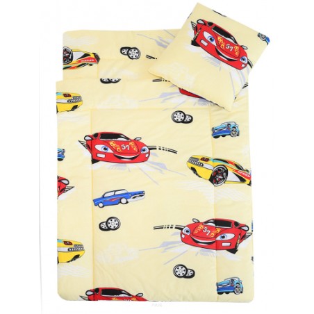 Pościel do przedszkola z wszytym wypełnieniem 220*80 (żółte samochody)