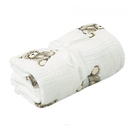 Prześcieradło muślinowe z gumką do łóżeczka (bear)