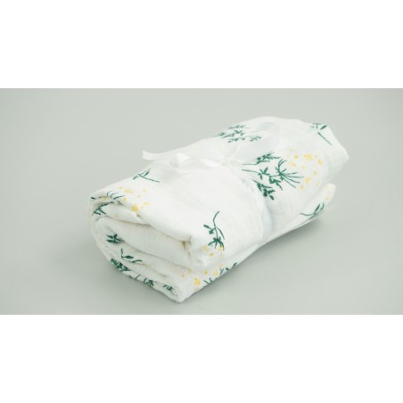 Prześcieradło muślinowe z gumką do łóżeczka (summer meadow)